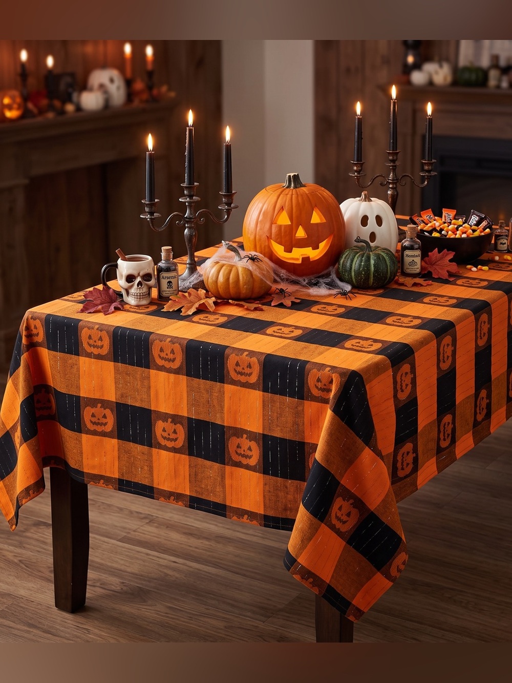 THE MIDNIGHT MARKET Huge Halloween Tablecloth